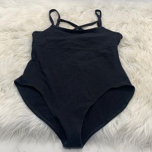 Forever‎ 21 Black Criss Cross Leotard/ Body Suit Size L (707)